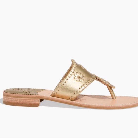 10.5 🔖 JACK ROGERS Women's Jacks Slip-On Flat Sandals Platinum Gold- - Picture 3 of 11